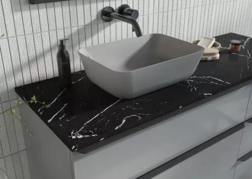 Mosdópult, AREZZO design MARQUINA márvány 60x46 cm mosdópult Matt Fekete színben, 20 mm