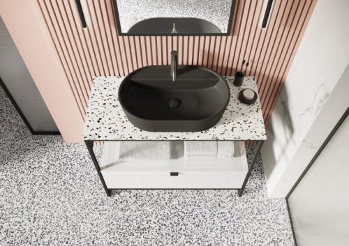 Mosdópult, AREZZO design TERRAZZO márvány mosdópult 100/46/2 mix matt