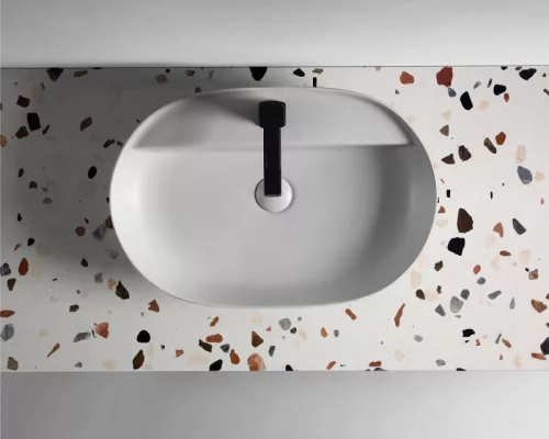 Mosdópult, AREZZO design TERRAZZO márvány mosdópult 120/49,4/2 mix matt