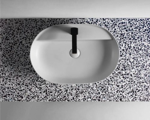 Mosdópult, AREZZO design TERRAZZO márvány mosdópult 70/49,4/2 fekete matt