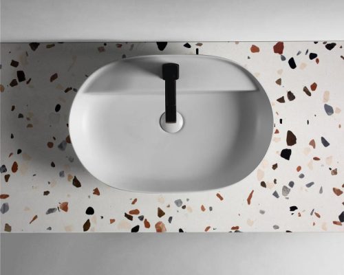 Mosdópult, AREZZO design TERRAZZO márvány mosdópult 80/46/2 mix matt
