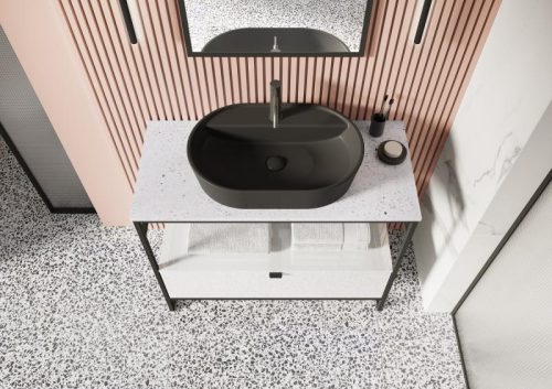 Mosdópult, AREZZO design TERRAZZO márvány mosdópult 90/49,4/2 fehér matt