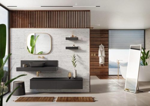 Fali panel, AREZZO design márvány fali panel 100/20/1,5 matt antracit