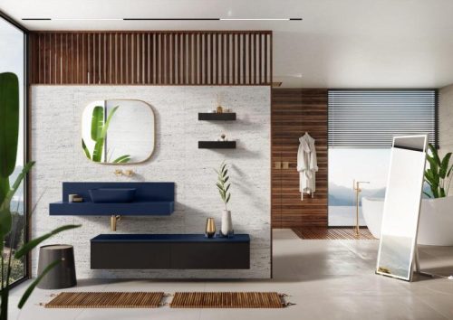 Fali panel, AREZZO design márvány fali panel 120/20/1,5 matt kék