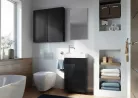 Alsó szekrény, AREZZO design MINI 40 1 ajtós matt fekete (alsószekrény + mosdó)