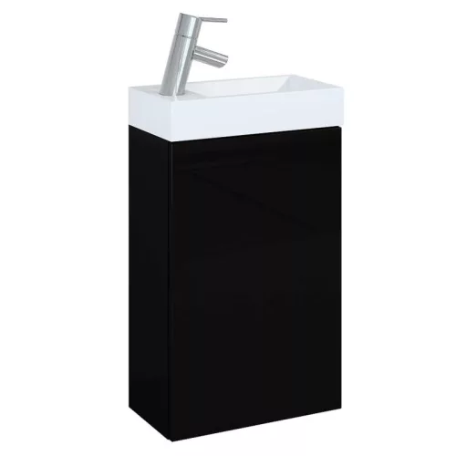 Alsó szekrény, AREZZO design MINI 40 1 ajtós mf fekete (alsószekrény + mosdó)