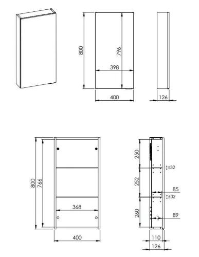 Felső szekrény, AREZZO design univerzális felsőszekrény bármely modellhez 40 cm-es, (12,6) 1 ajtó