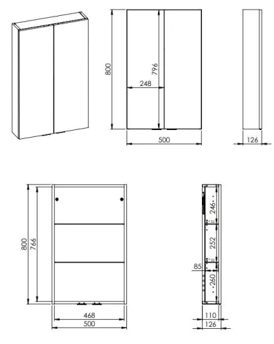 Felső szekrény, AREZZO design univerzális felsőszekrény bármely modellhez 50 cm-es, 2 ajtós (12,6
