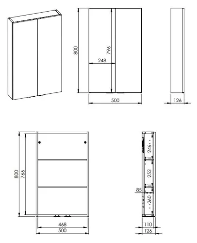 Felső szekrény, AREZZO design univerzális felsőszekrény bármely modellhez 50 cm-es, 2 ajtós (12,6