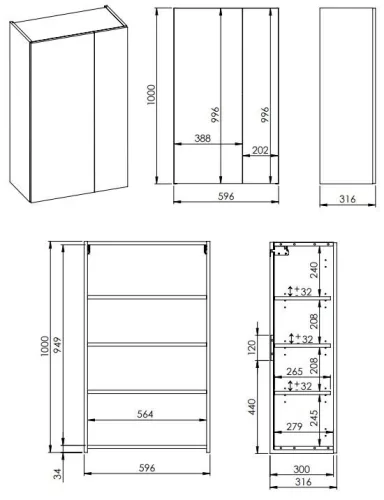 Felső szekrény, AREZZO design univerzális felsőszekrény bármely modellhez 60 cm-es, 1 ajtós (31,6