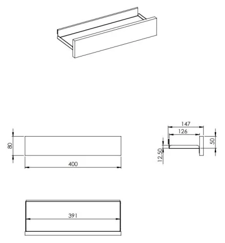 Polc, AREZZO design univerzális polc bármely modellhez 40 cm, matt szürke