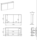 Felső szekrény, AREZZO design Tükrös szekrény PREMIUM 120,2 ajtó + TECHNOBOX+LED LÁMPA PANEL