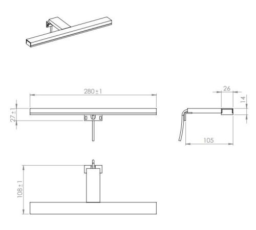 Lámpa, AREZZO LED Lámpa ESTHER 28cm IP44 4000K króm