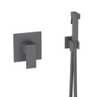 Bidé csaptelep, AREZZO design CUBEFIELD falsík alatti bidé csaptelep kézizuhannyal, fekete