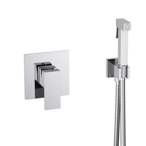 Bidé csaptelep, AREZZO design CUBEFIELD falsík alatti bidé csaptelep kézizuhannyal, króm