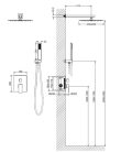 Falba süllyesztett csaptelep, AREZZO design CUBEFIELD falsík alatti zuhany csaptelep szett, feket