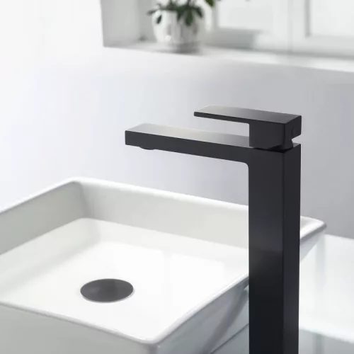 Mosdó csaptelep, AREZZO design CUBEFIELD magasított mosdó csaptelep, fekete AR-4402B