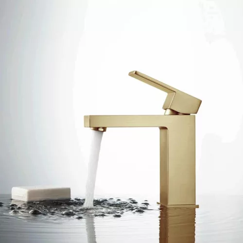 Mosdó csaptelep, AREZZO design CUBEFIELD mosdó csaptelep, szálcsiszolt arany AR-4401G