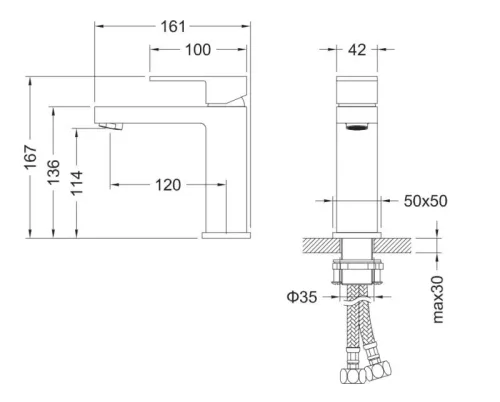 Mosdó csaptelep, AREZZO design CUBEFIELD mosdó csaptelep, szálcsiszolt arany AR-4401G
