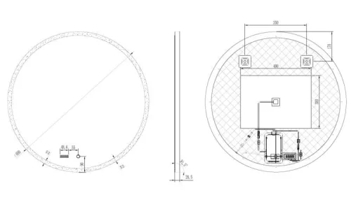 Tükör, AREZZO design LED okos tükör 80 cm-es kerek+állítható fényerő,páramentesítő funkció,óra,hő