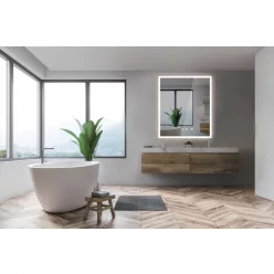   Tükör, AREZZO design LED okos tükör állítható fényerő páramentesítő funkció+óra+hőmérő