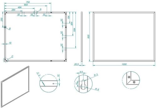 Tükör, AREZZO design Fordítható tükör keretben 100/80, fekete,19 mm, fordítható