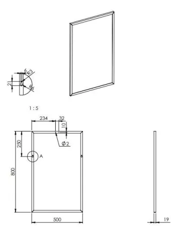 Tükör, AREZZO design Keretes tükör 50/80, fekete, 19 mm