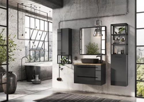 Tükör, AREZZO design Keretes tükör 80/80, fekete, 19 mm