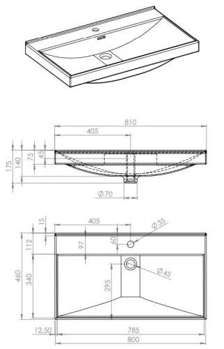 Mosdó, AREZZO design MAXXI 80 cm-es mosdó
