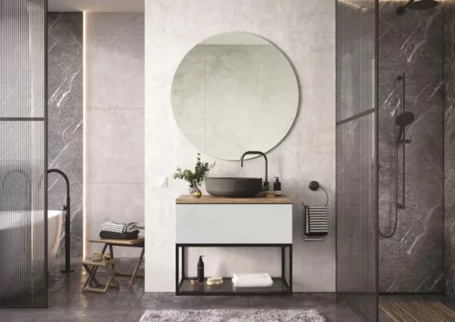 Mosdó, AREZZO design pultra ültethető mosdó LORCA 42x42 matt antracit