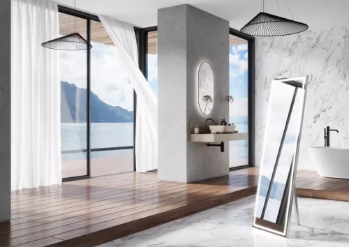 Mosdó, AREZZO design pultra ültethető mosdó RENI 46x33, matt beige