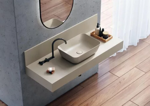 Mosdó, AREZZO design pultra ültethető mosdó RENI 46x33, matt beige