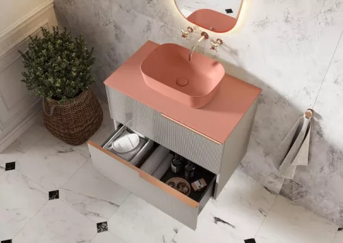 Mosdó, AREZZO design pultra ültethető mosdó RENI 46x33, terra pink