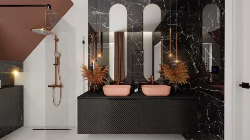 Mosdó, AREZZO design pultra ültethető mosdó RENI 46x33, terra pink