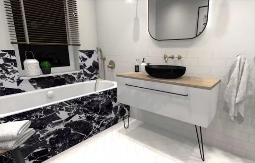 Mosdó, AREZZO design pultra ültethető mosdó RIKA 52x40 matt fekete