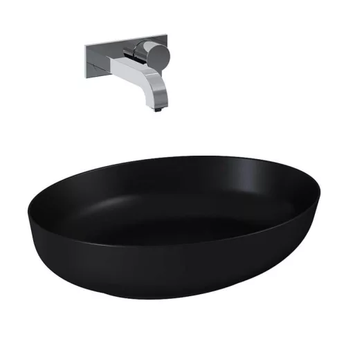 Mosdó, AREZZO design pultra ültethető mosdó RIKA 52x40 matt fekete