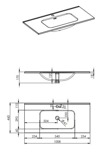 Mosdó, AREZZO design SKAPPA 100 cm-es mosdó