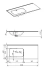 Mosdó, AREZZO design SKAPPA 100 cm-es mosdó (60+40) balos CSAPLYUK NÉLKÜL