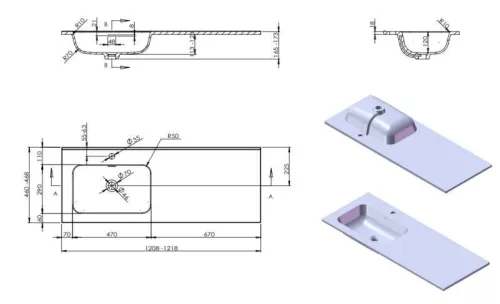 Mosdó, AREZZO design SKAPPA 120 cm-es mosdó (60+60) balos