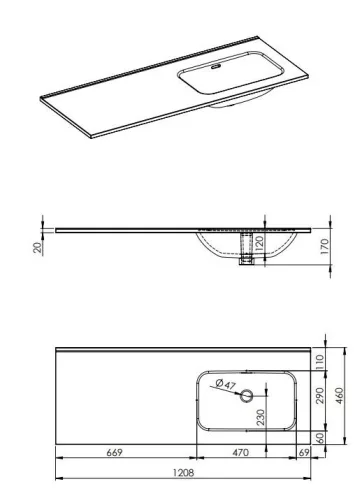 Mosdó, AREZZO design SKAPPA 120 cm-es mosdó (60+60) jobbos