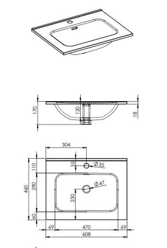 Mosdó, AREZZO design SKAPPA 60 cm-es mosdó