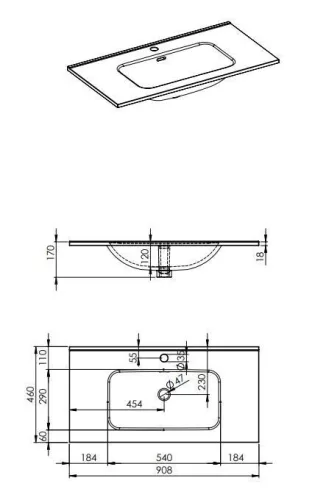 Mosdó, AREZZO design SKAPPA 90 cm-es mosdó