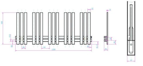 Radiátor, AREZZO design HORIZONT WHITE SLIM 1200x500 törölközőszárítós radiátor AR-HS12050W
