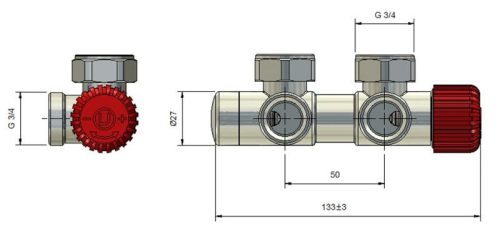 Radiátor szelep, AREZZO design DUOPEX/TWINS radiátor szelep fehér jobb AR-DUOPEX-W-R
