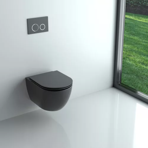 WC, AREZZO design ARIZONA Vortex Rimless függesztett wc fekete AR-701B