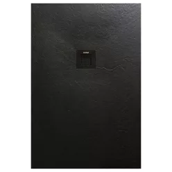   Zuhanytálca, AREZZO design SOLIDSoft zuhanytálca 120x90 cm, FEKETE, színazonos lefolyóval (2 dobo