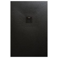   Zuhanytálca, AREZZO design SOLIDSoft zuhanytálca 140x90 cm, FEKETE, színazonos lefolyóval (2 dobo