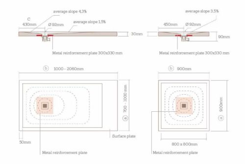Zuhanytálca, AREZZO design SOLIDSoft zuhanytálca 90x90 cm, ANTRACIT színazonos lefolyóval (2 dobo