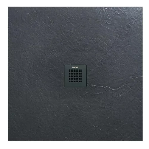 Zuhanytálca, AREZZO design SOLIDSoft zuhanytálca 90x90 cm, FEKETE, színazonos lefolyóval (2 doboz