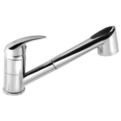   Mosogató csaptelep, Aqualine mosogató csaptelep 1107-74, kihúzható zuhanyfejjel, 50cm, króm